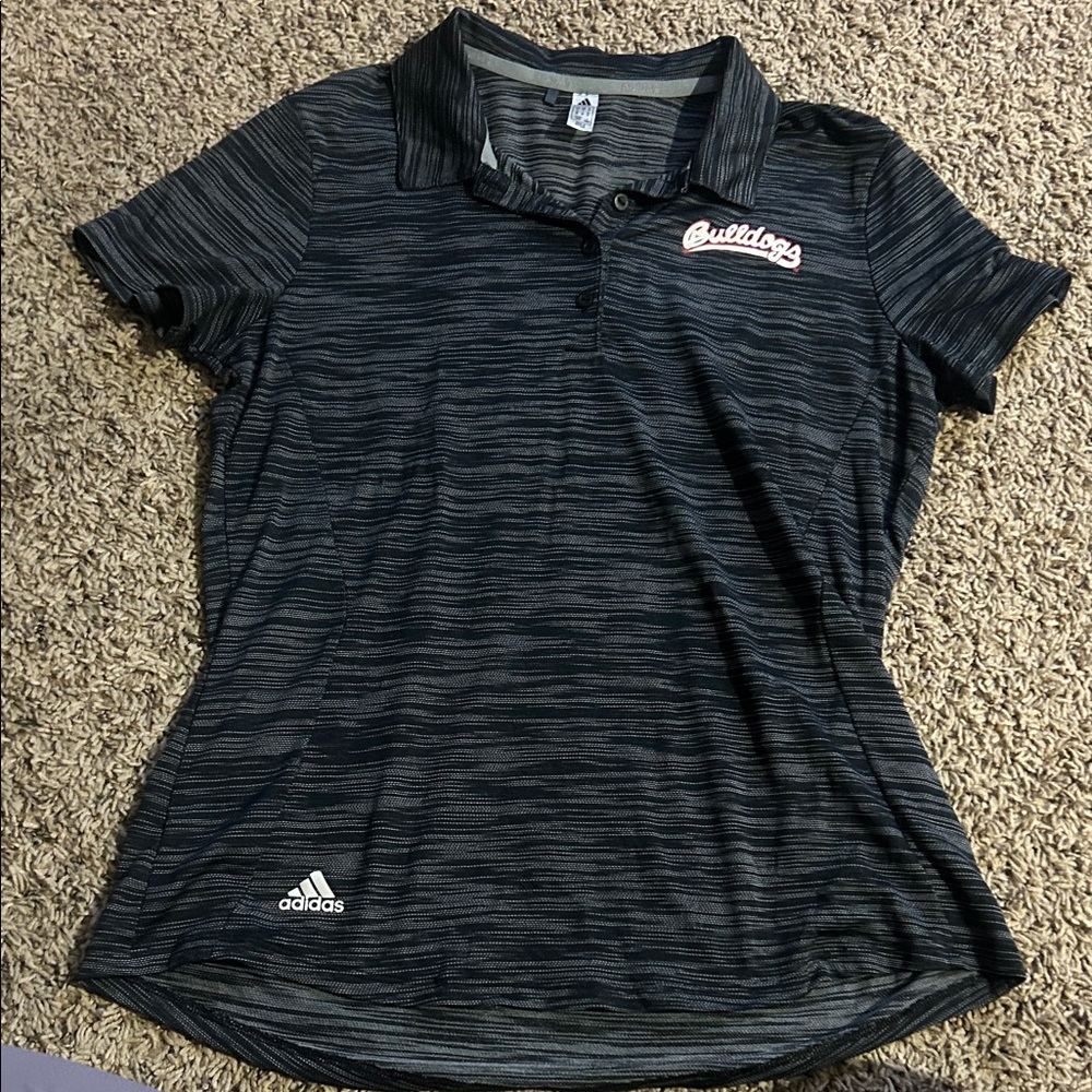 Adidas Fresno State Charcoal Striped Polo Shirt